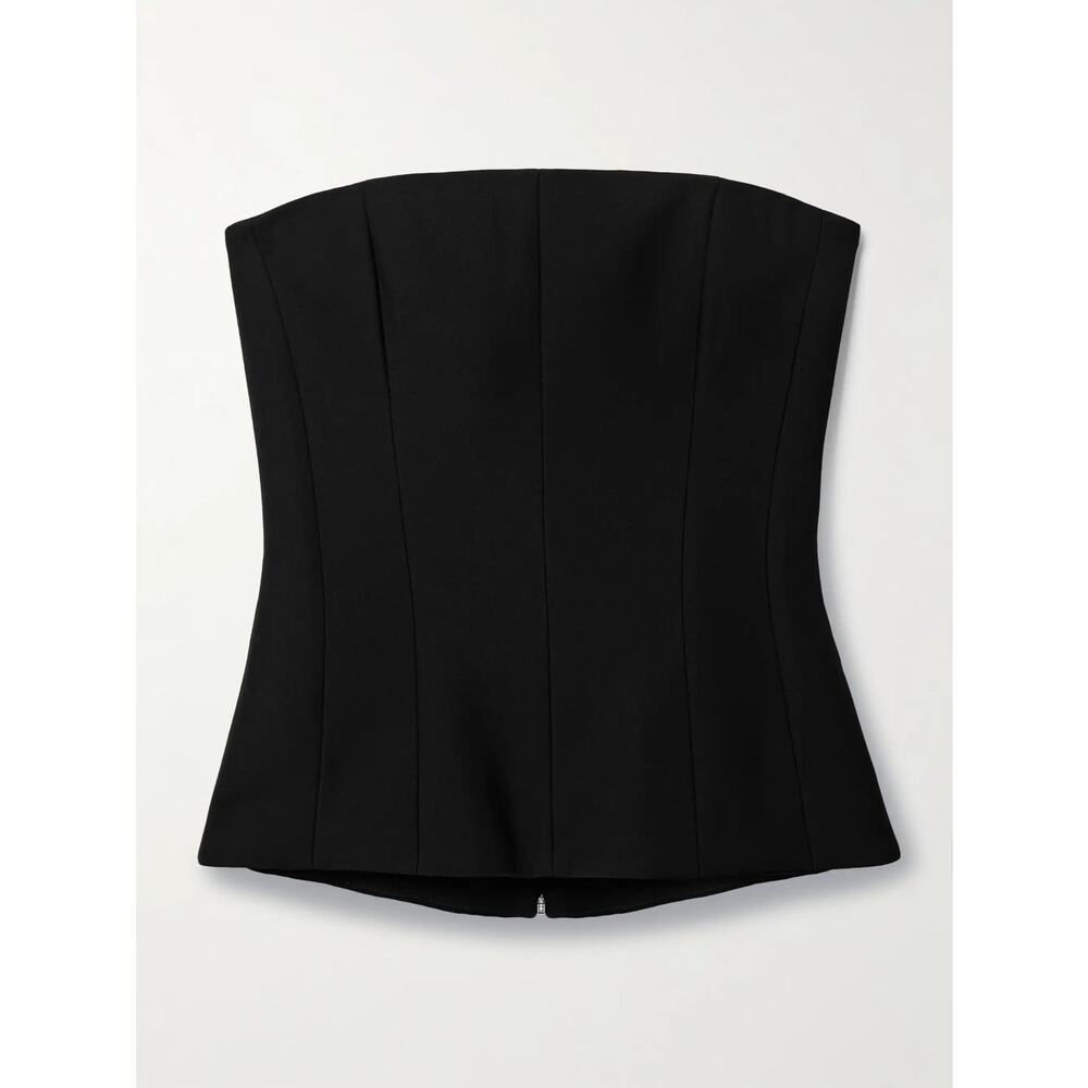 MÔNOT Strapless Crepe Bustier Top - IT38/US 2 - Black